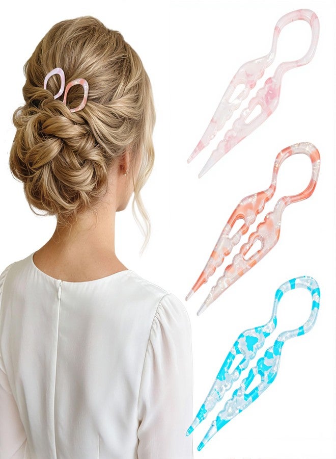 Lourny 3PCS French Hair Pins for Women, 4.1 Inch Prestige Hair Pin with Serrated Anti-Slip Design Suitable Hair Clips for Thin Thick Hair - Image 1